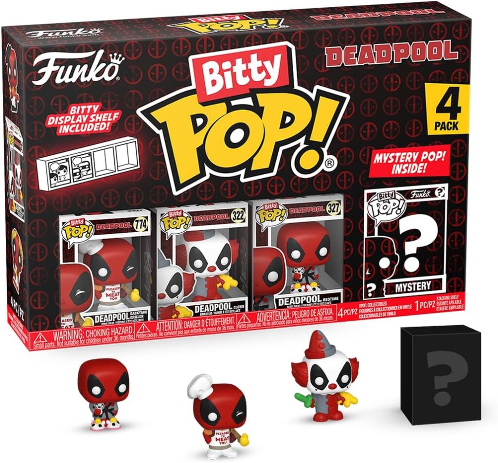 Read more about the article Funko Bitty Pop!: Deadpool Mini Collectible Toys 4-Pack – Deadpool (Backyard Griller), Deadpool (Clown), Deadpool (Bedtime) & Mystery Chase Figure (Styles May Vary)