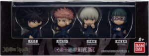 Bandai-Namco-Jujutsu-Kaisen-Megumi-Fushiguro,-Yuji-Itadori,-Toge-Inumaki,-and-Maki-Zenin,-Adverge-Figure-Box-(Set-A)