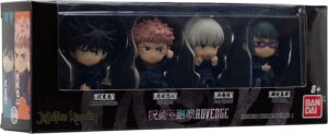 Bandai-Namco-Jujutsu-Kaisen-Megumi-Fushiguro,-Yuji-Itadori,-Toge-Inumaki,-and-Maki-Zenin,-Adverge-Figure-Box-(Set-A)